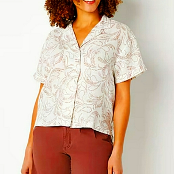 Womens a.n.a (a new approach) linen short sleeve blouse size S - Picture 2 of 7